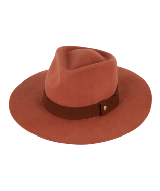 Womens Wide Brim Fedora Hat | Cara Terracotta