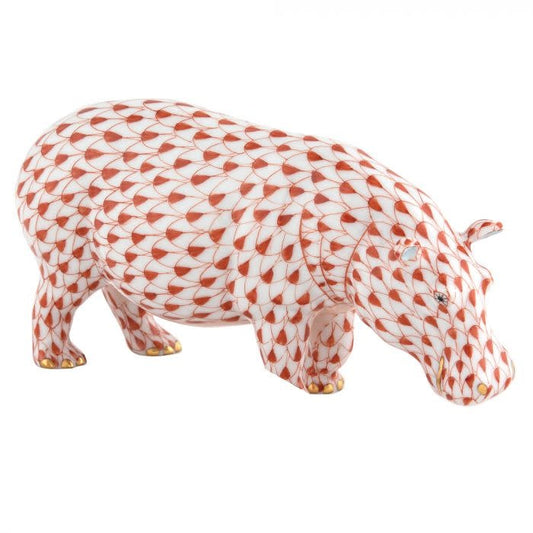 Herend Medium Hippopotamus | 5.25in Rust