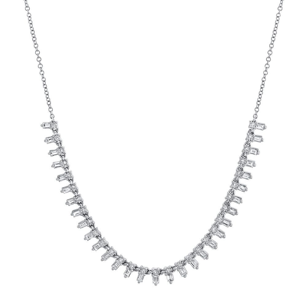 Diamond Baguette Necklace | 14k White Gold 1.25c