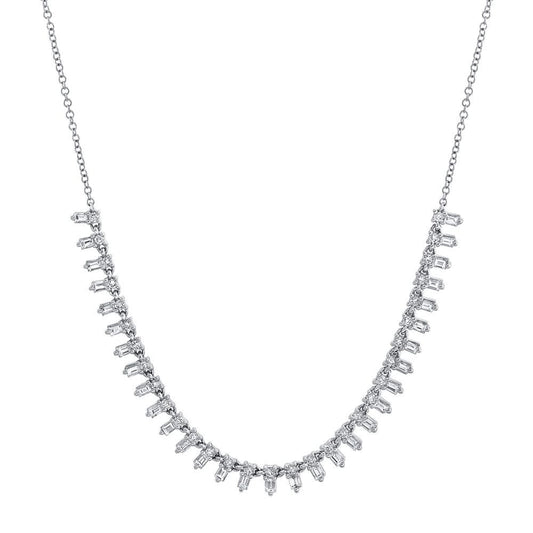 Diamond Baguette Necklace | 14k White Gold 1.25c