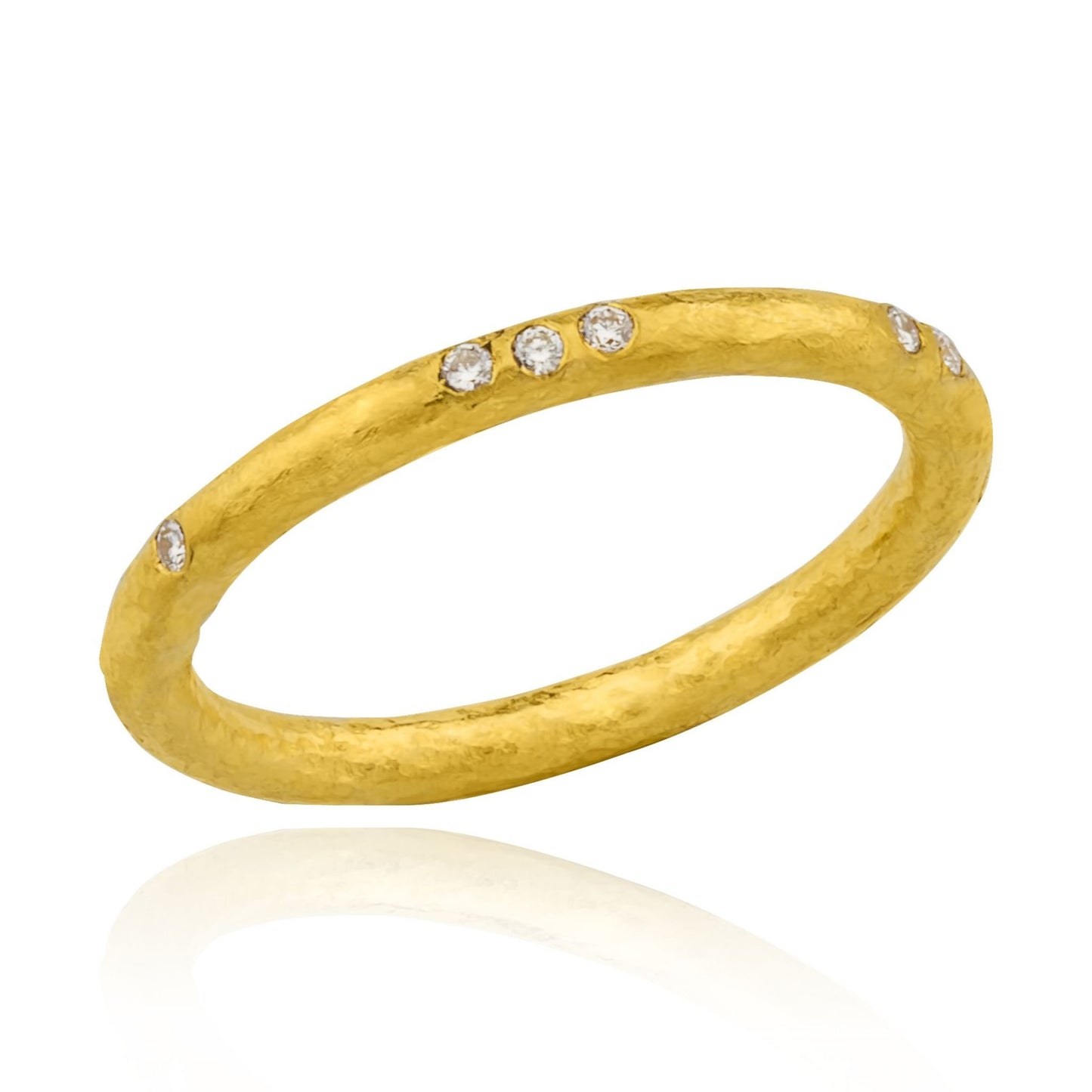 Solid 24K Yellow Gold Diamond Ring