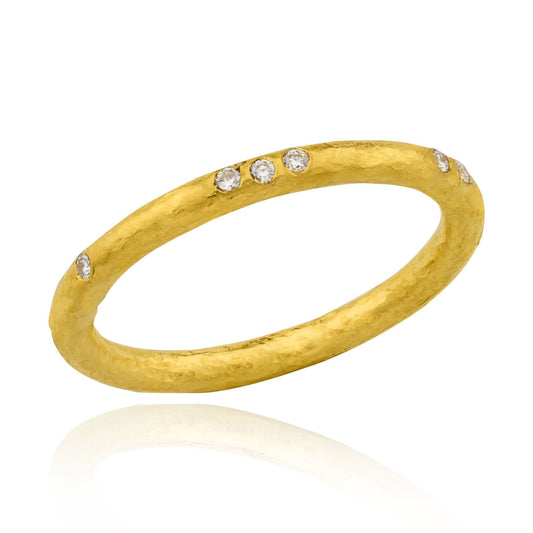 Solid 24K Yellow Gold Diamond Ring