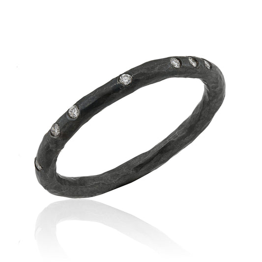 Oxidized Assymetric Diamond Ring