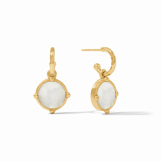 Honeybee Hoop + Charm Earrings | 1.2in Mother of Pearl