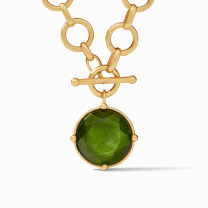 Honeybee Statement Necklace Gold Iridescent Jade Green Reversible