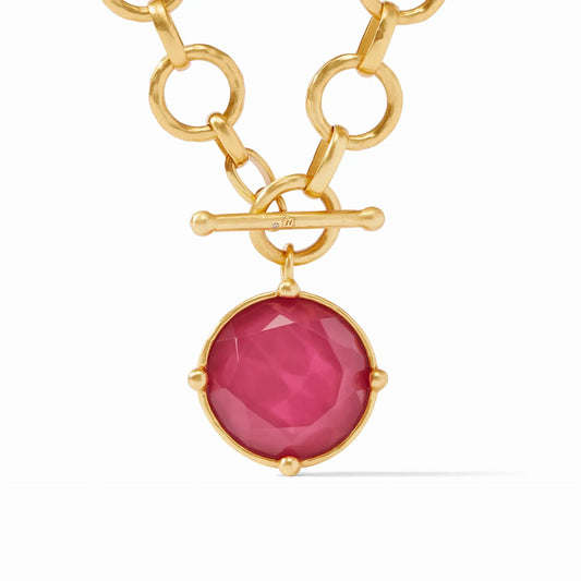 Honeybee Reversible Statement Gold Necklace | 19in Iridescent Raspberry