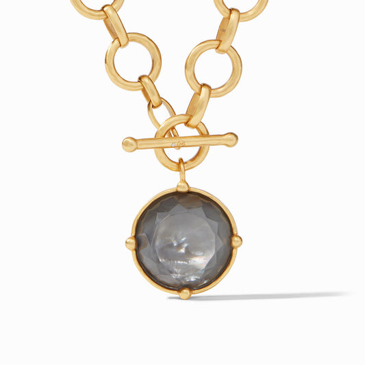 Honeybee Statement Necklace Gold Iridescent Charcoal Blue Reversible