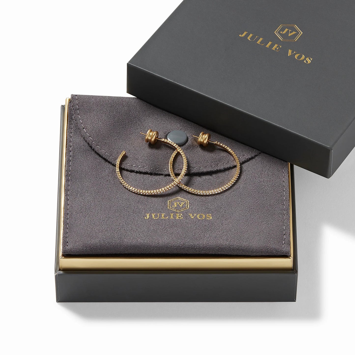 Windsor Gold Hoop Earrings | Crystal Extra Large 2in