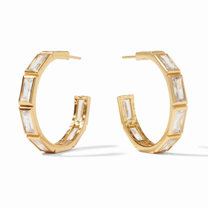 Antonia Gold Baguette Hoop Earrings | Cubic Zirconia Large 1.3in