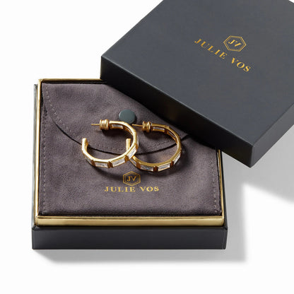 Antonia Gold Baguette Hoop Earrings | Cubic Zirconia Large 1.3in