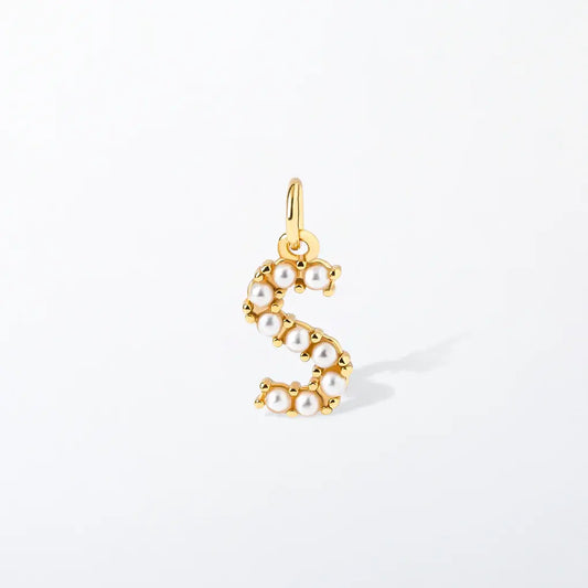 Pearl Initial Charm Pendant | S
