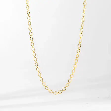 Textured Chain Charm Necklace 18kgp | 17-19in