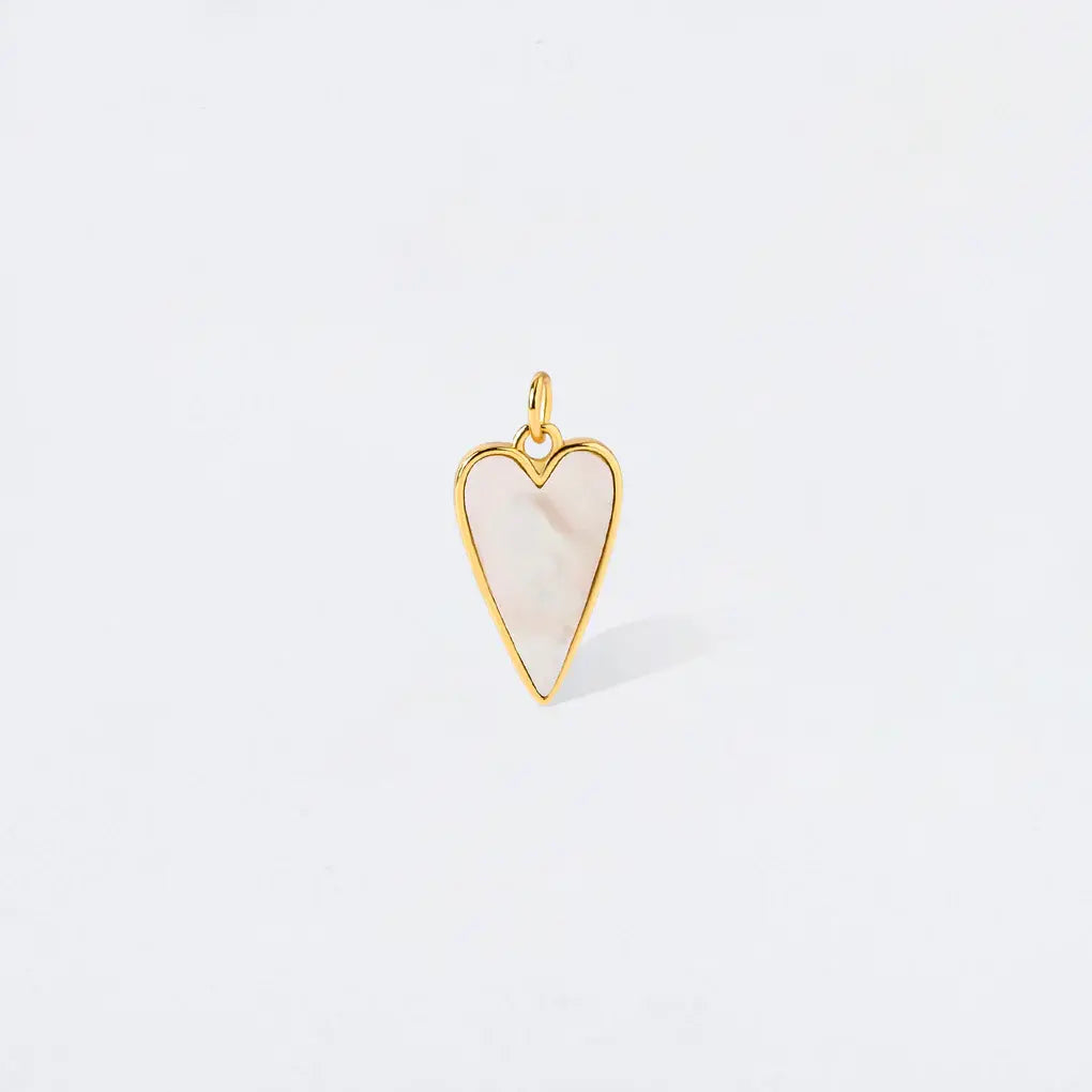 Elongagted Mother of Pearl Heart Charm Pendant