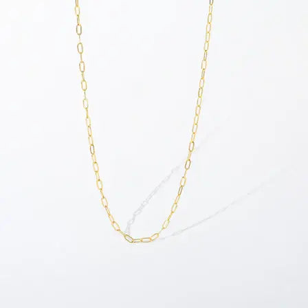 Dainty Paperclip Chain Charm Necklace 18kgp | 17-19in