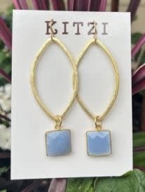 Kitzi Blue Stone Gold Drop Earrings