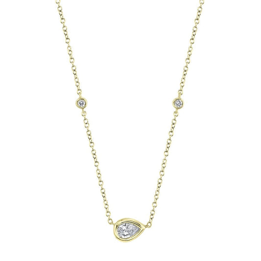 0.34Ct 14K YG Diamond Pear Necklace