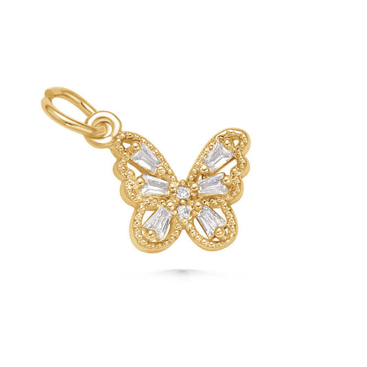 Baguette Crystal Cut Out Butterfly Charm Pendant