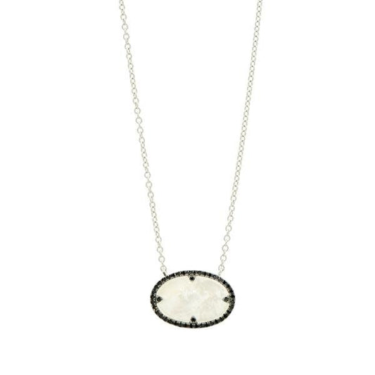 Industrial Finish Oval Pendant Necklace