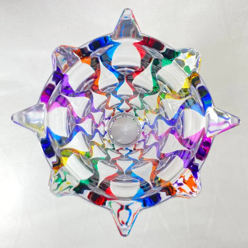 Murano Italian Crystal Vase | Ribbons Rainbow 12in