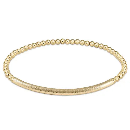 eNewton Extends Bliss Bar Textured Classic Gold Bead Bracelet | 3mm