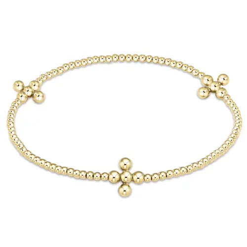 eNewton Signature Cross Small Charm Classic 3mm Bead Bracelet