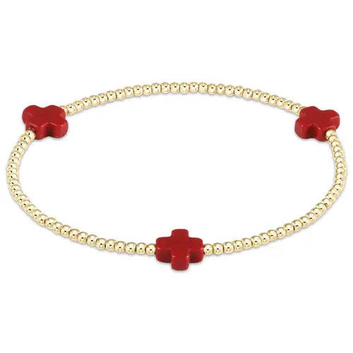 eNewton Signature Cross 2mm Bead Bracelet | Red