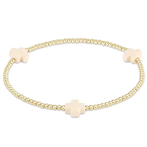 eNewton Signature Cross 2mm Bead Bracelet | Off-White