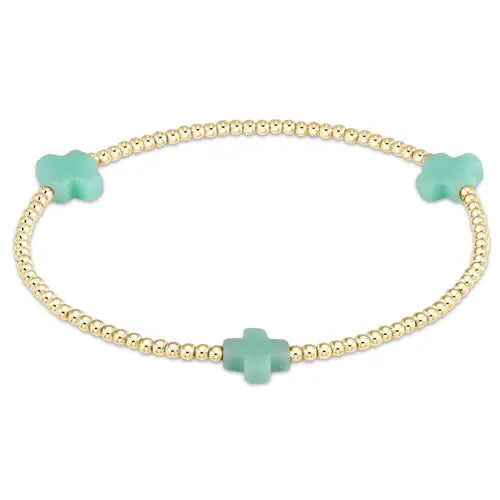 eNewton Signature Cross 2mm Bead Bracelet | Mint