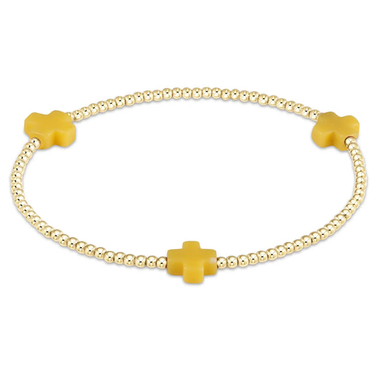 eNewton Signature Cross 2mm Bead Bracelet | Canary