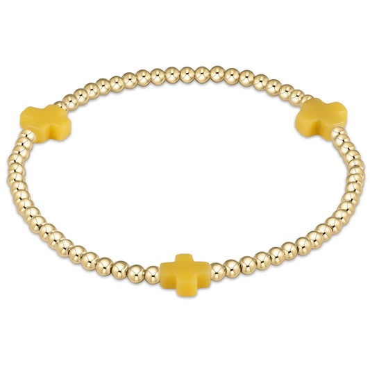 eNewton Signature Cross 3mm Bead Bracelet | Canary