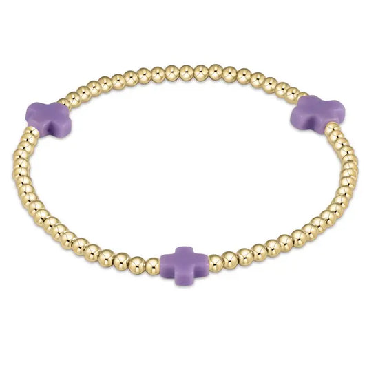 eGirl Signature Cross Gold Pattern Bead Bracelet | Purple 3mm