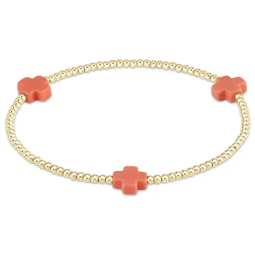 eNewton Signature Cross 2mm Bead Bracelet | Coral