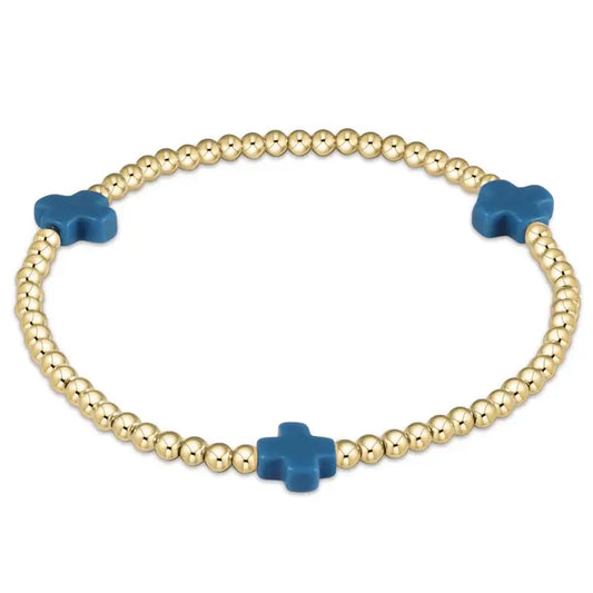 eGirl Signature Cross Gold Pattern  Bead Bracelet | Cobalt 3mm
