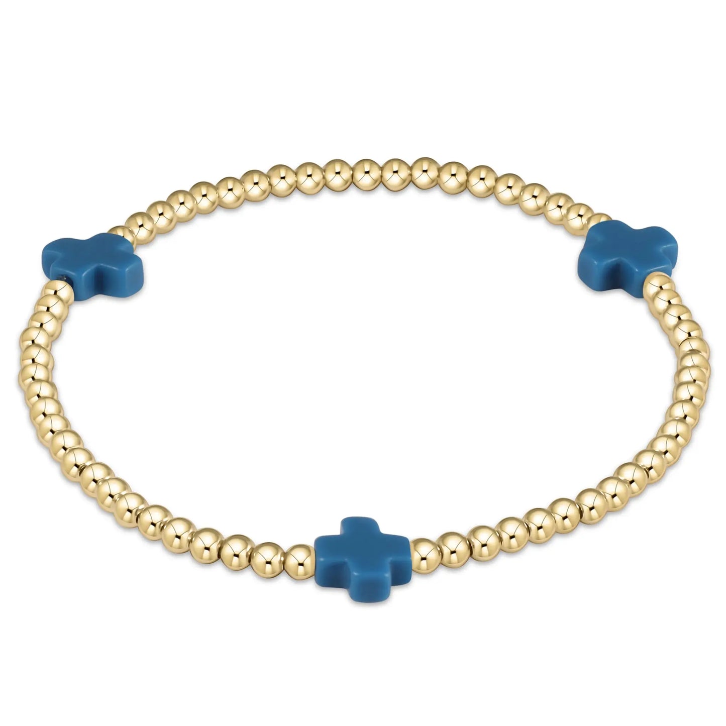 eNewton Signature Cross 3mm Bead Bracelet | Cobalt