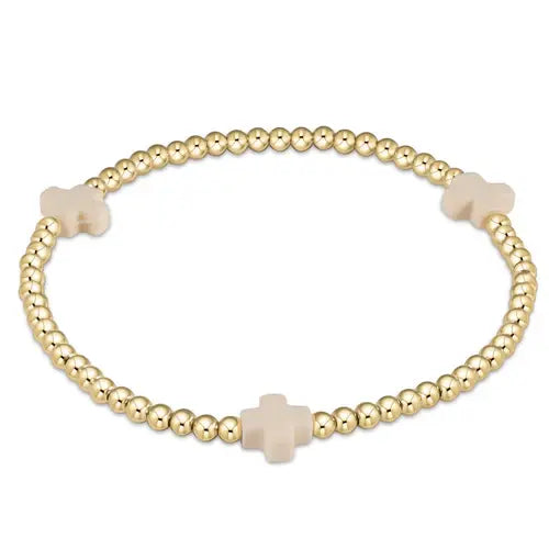 eGirl Signature Cross Gold Pattern Bead Bracelet | Off-White 3mm