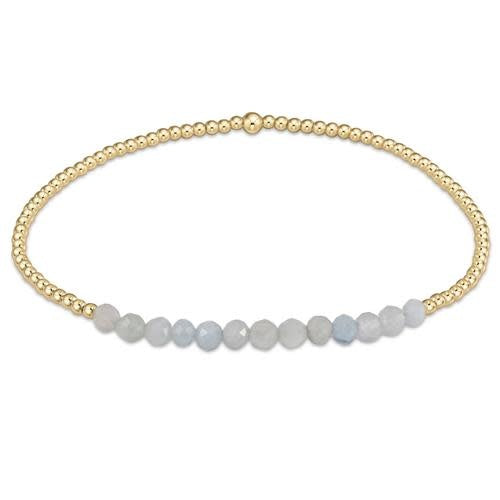 Gold Bliss 2mm Bead Bracelet Aquamarine