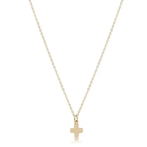 eNewton Signature Cross Small Gold Charm Necklace | 16in