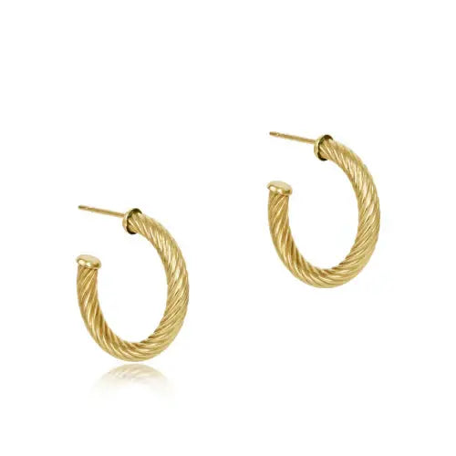 eNewton Textured Twist 4mm Round Post Hoop Earrings | 1.125"