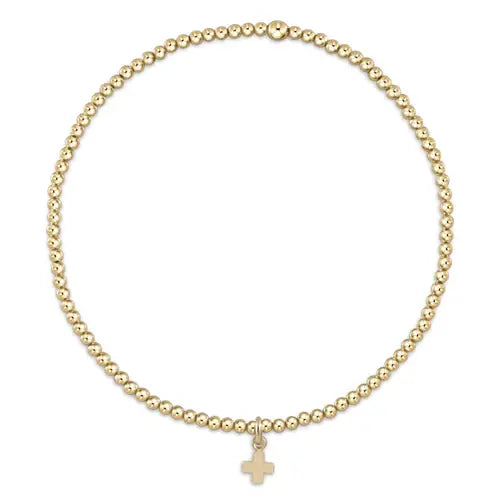 eNewton Classic Signature Cross Charm + 2mm Bead Bracelet