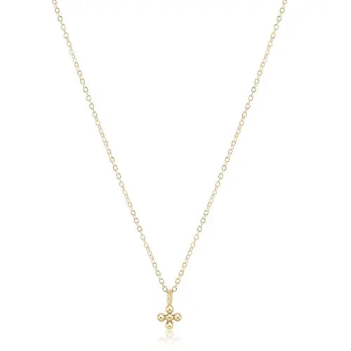 Signature Classic Gold Beaded Cross Charm Necklace | 16in