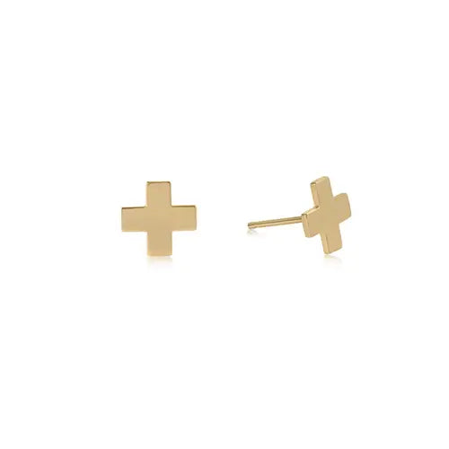 eNewton Signature Cross Stud Earrings | Gold