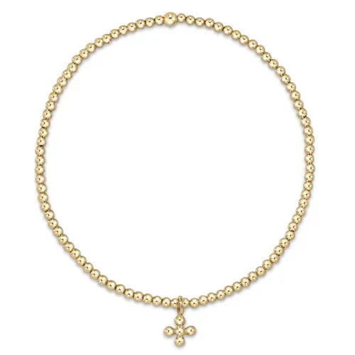 eNewton Signature Cross Small Charm Classic 2mm Bead Bracelet