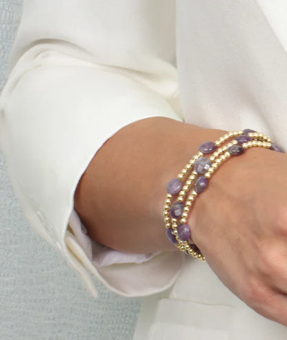 Admire Gold 3mm Bead Bracelet | Amethyst