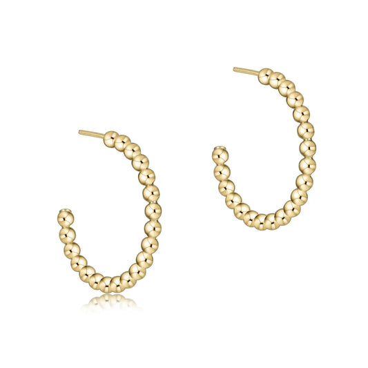 eNewton Beaded 2mm Classic Post Hoop Earrings | 1in