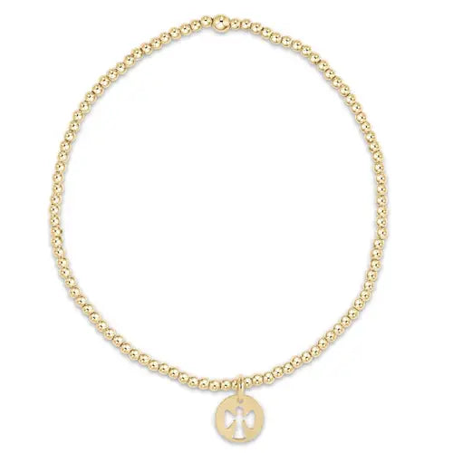 eGirl Classic Gold 2mm Bead Bracelet | Guardian Angel Small Gold Disc