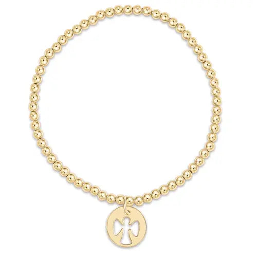 Classic Gold 3Mm Bead Bracelet - Guardian Angel Gold Disc