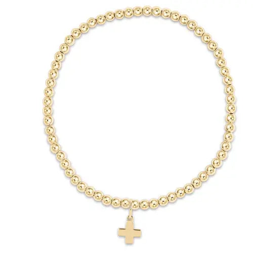 eGirl Classic Gold 3mm Bead Bracelet | Signature Cross Gold Charm
