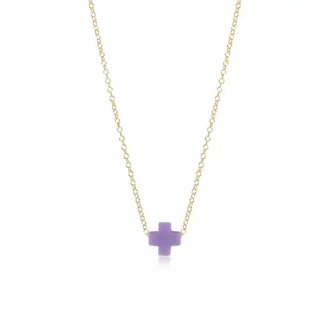 eNewton Signature Small Cross Gold Necklace | 16in Purple