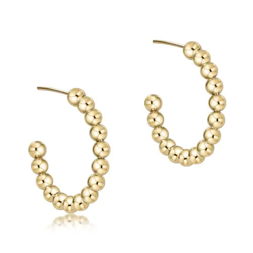 eNewton Beaded 4mm Classic Post Hoop Earrings | 1.25in