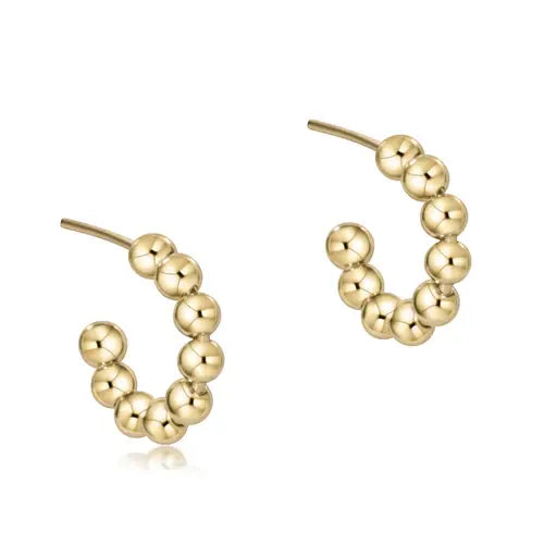 eNewton Beaded 4mm Classic Post Hoop Earrings | 1in